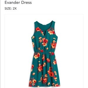 41 Hawthorn (Stitch Fix) Teal Floral Dress, Size 2X